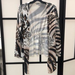 Cache animal print cardigan gently used size S